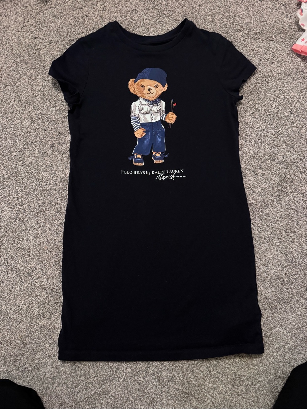 Ralph Lauren Black Polo Bear Graphic Tee Dress